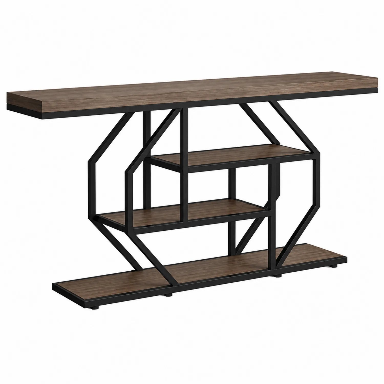 Consola de Madera y Metal 120x30x80 cm Marrón/Negro