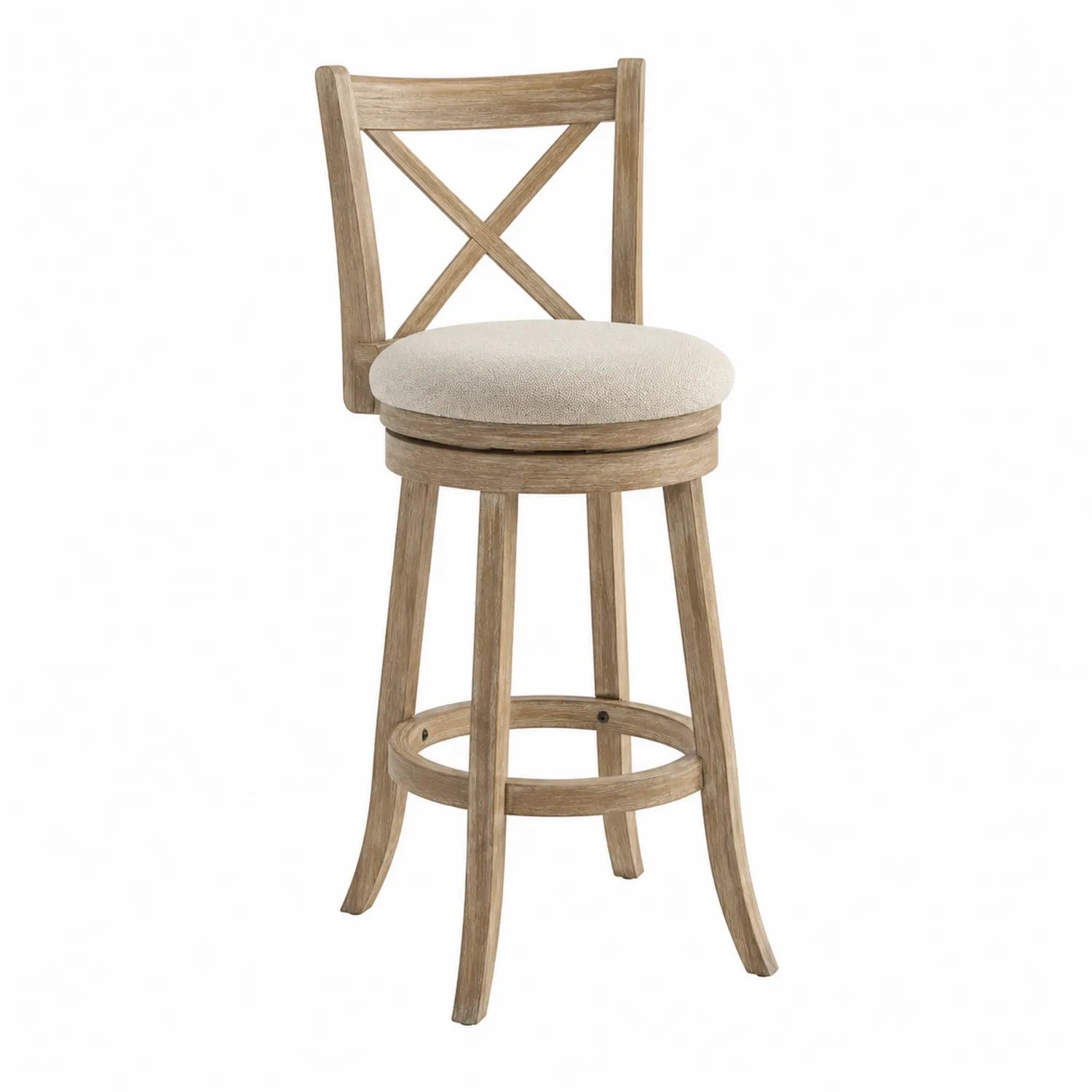 Taburete de madera con asiento de poliéster beige