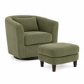 Sillón giratorio de pana verde con reposapiés