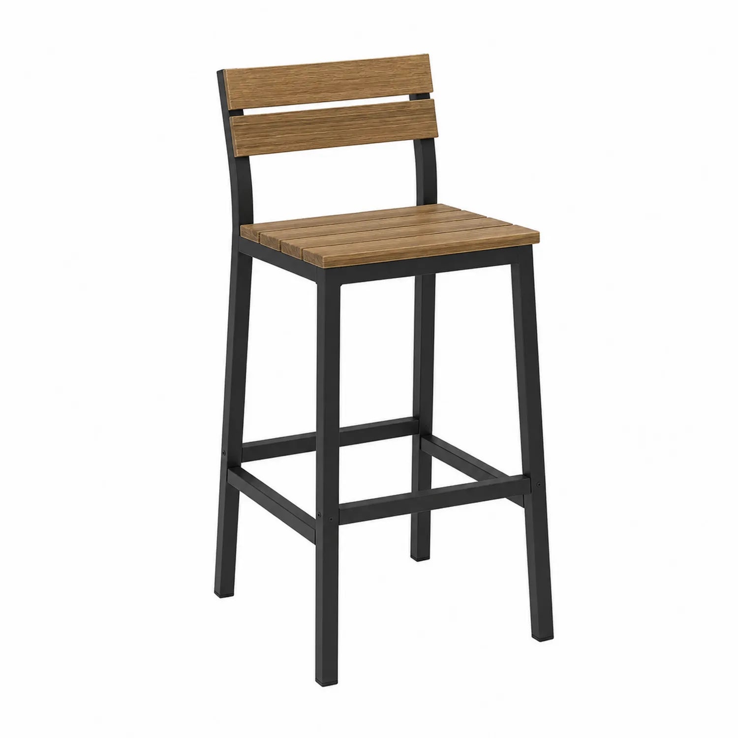 Silla de Madera y Metal Negro para Exterior 105x50x45 cm