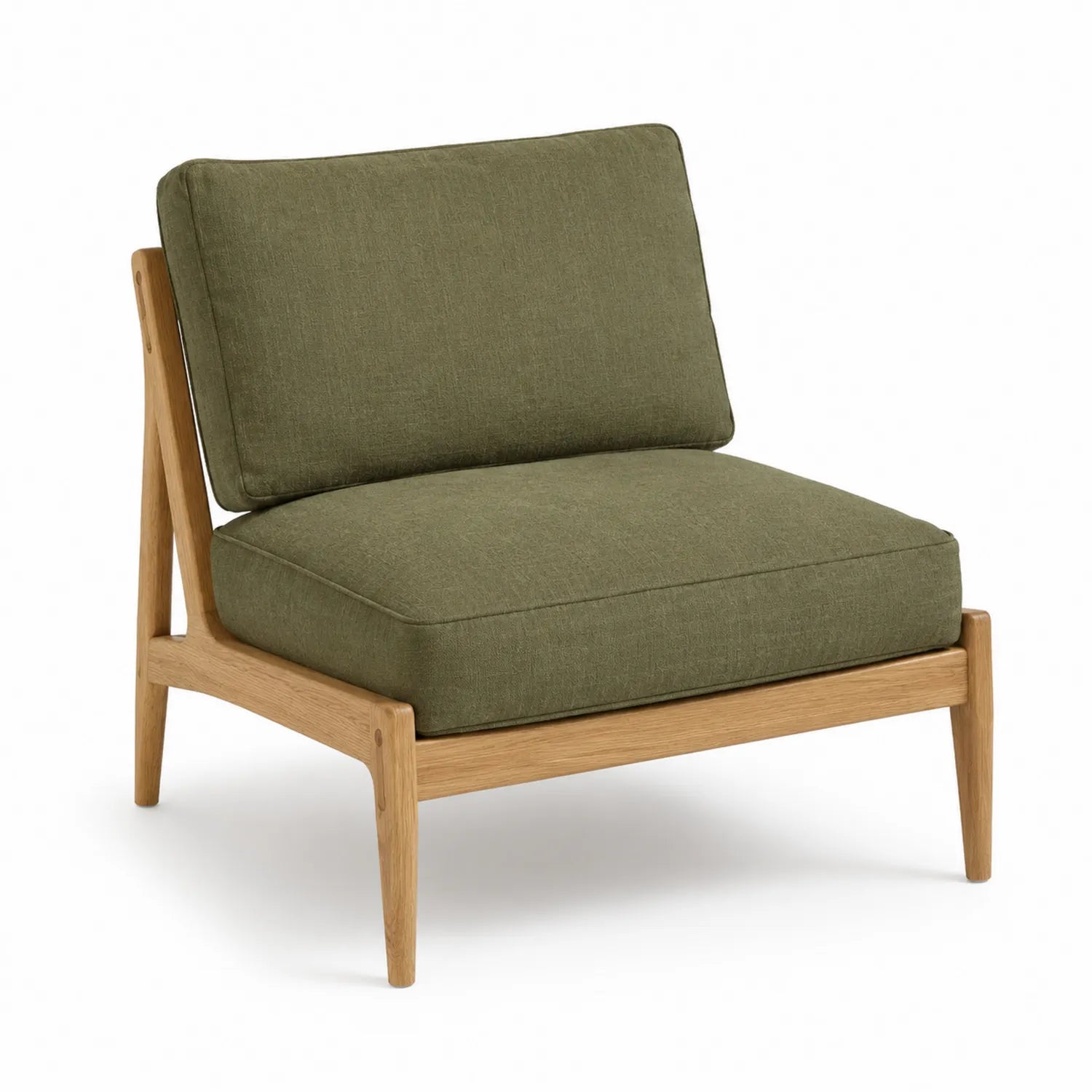 Silla de madera con cojines de poliéster verde