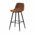 Taburete de barra con asiento de cuero sintético y estructura de metal