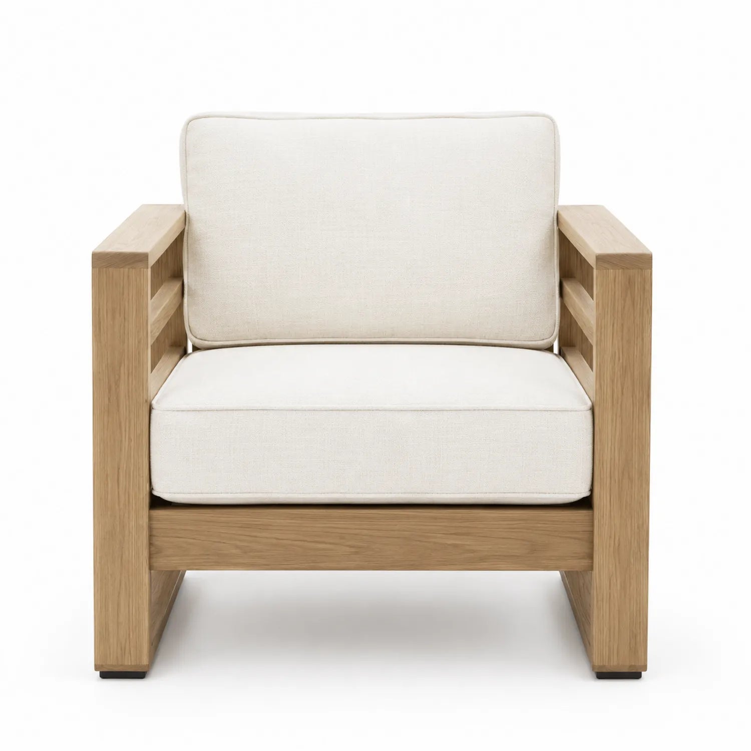 Sillón de Teca con Cojines Crema 90x85x75 cm