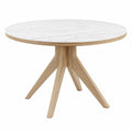 Mesa redonda de mármol y madera de 120 cm