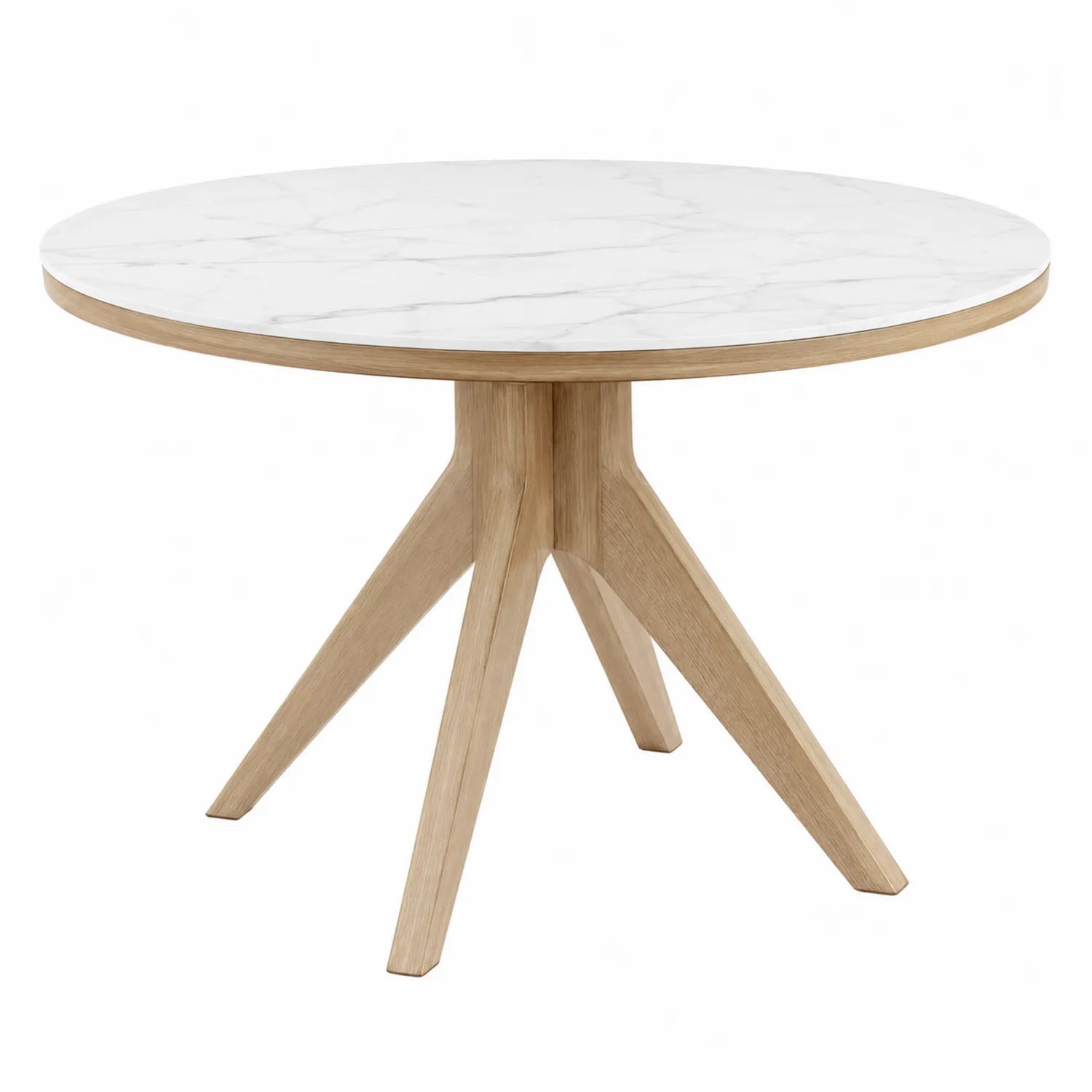 Mesa redonda de mármol y madera de 120 cm