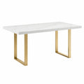 Mesa de mármol blanco con patas de acero dorado