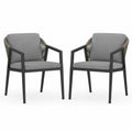 Conjunto de 2 sillas de exterior con estructura metálica y cojines de poliéster gris