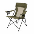 Silla plegable de exterior con portavasos, estructura de acero y tela Oxford, color Verde Oliva