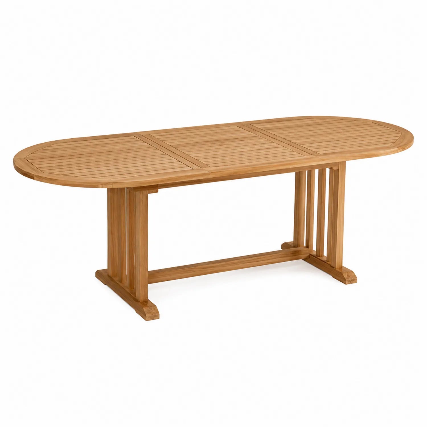 Mesa de comedor ovalada de madera de teca