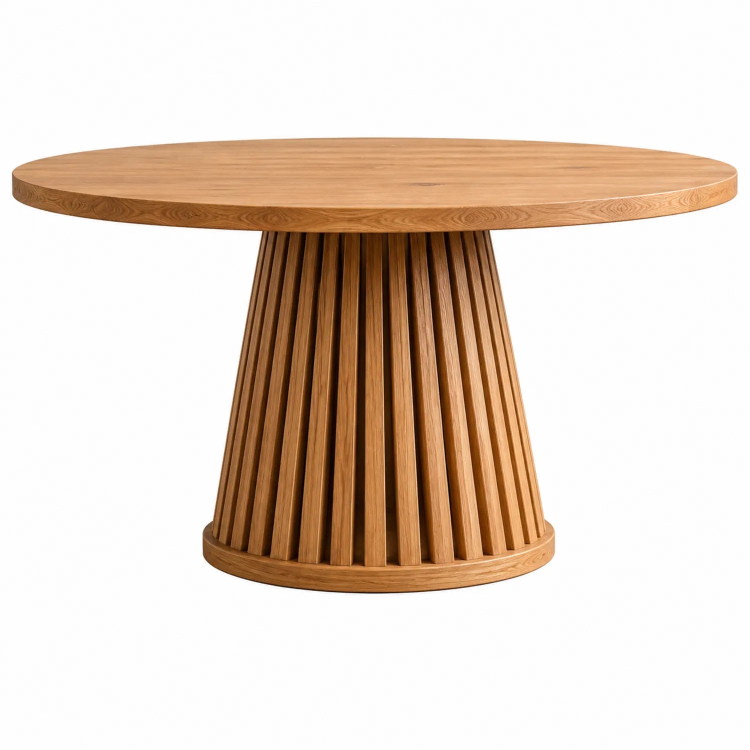 Mesa de comedor redonda de madera de roble