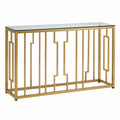 Mesa consola de vidrio templado y acero dorado