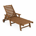 Tumbona de Madera de Acacia para Exterior con Ruedas Ajustable Marrón