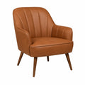 Sillón de PU Marrón Claro con Patas de Madera