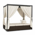Cama de día con dosel de aluminio y mimbre sintético Marrón/Crema
