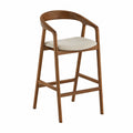 Taburete de madera con asiento de poliéster beige 75 cm