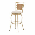 Taburete de bar de acero y madera con asiento de tela beige