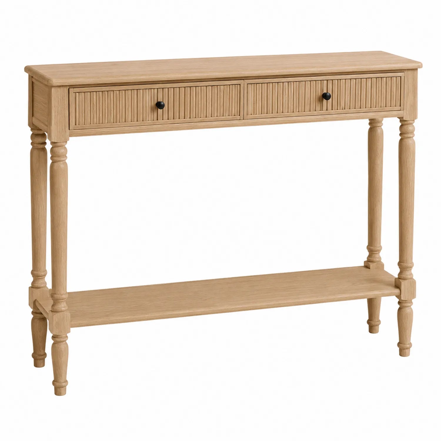 Mesa consola de madera con 2 cajones y estante inferior